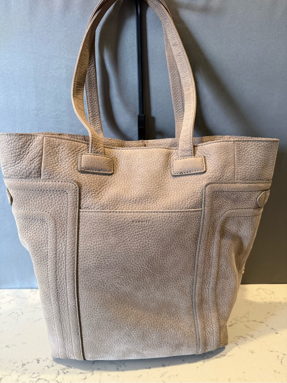 Hammitt Pebbled Leather Shoulder Tote in Beige